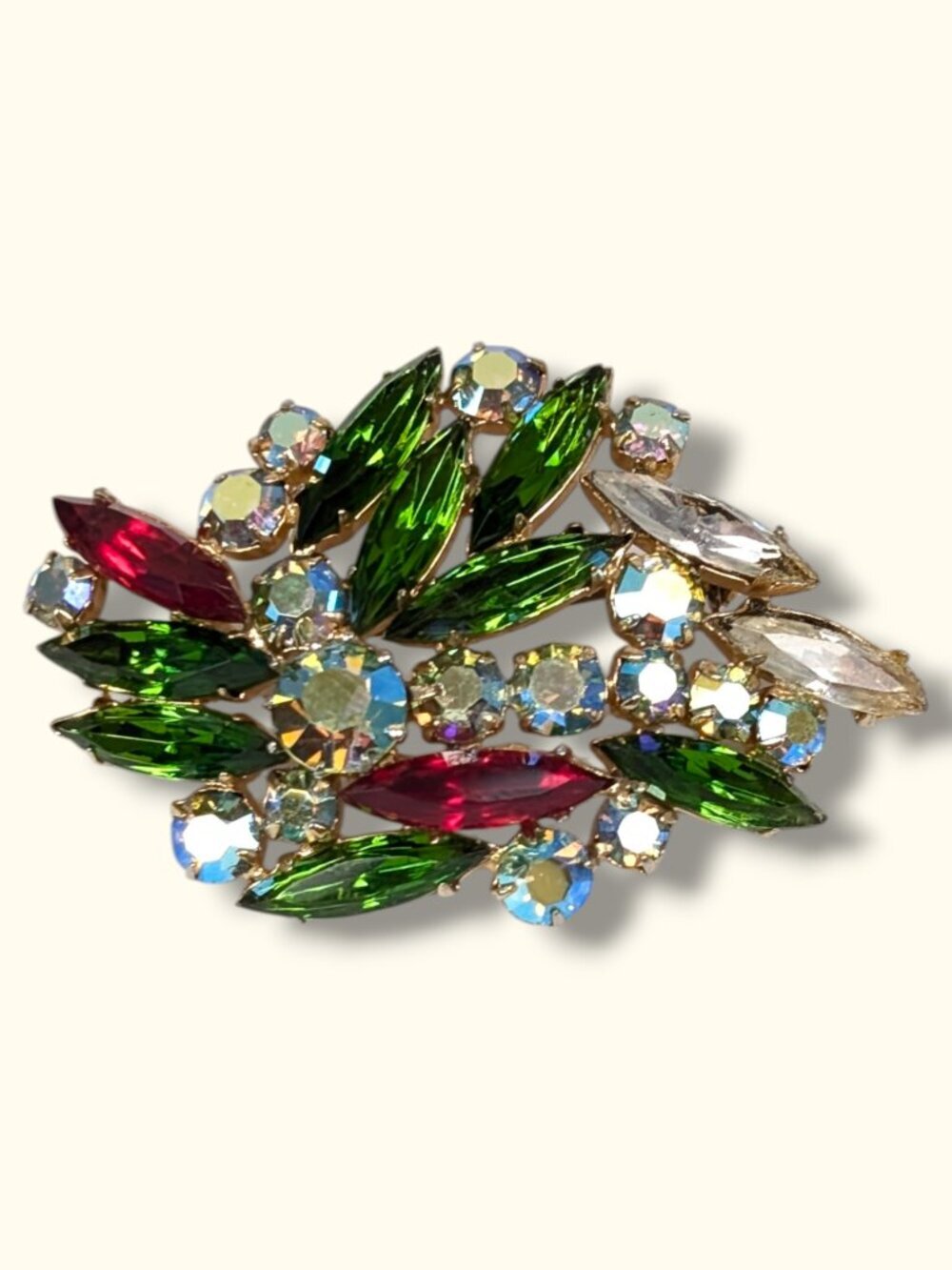 Vintage Glass & Crystal Colourful Brooch